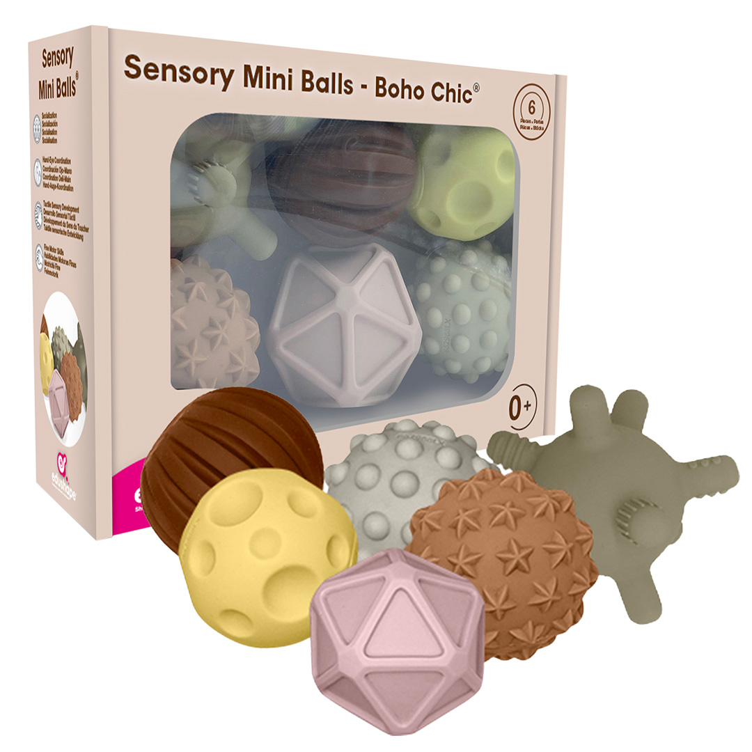 Sensory Mini Balls, 6 pcs, Boho Chic-Inflated NYHET